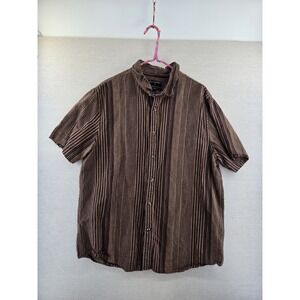 Banana Republic Shirt Men's Large Linen Blend Brown Slim Fit Short Sleeve